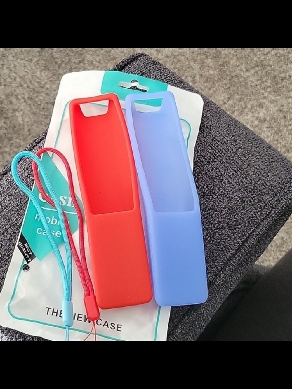 Samsung Silicone Phone Case Pair with Lanyards - Red & Light Blue